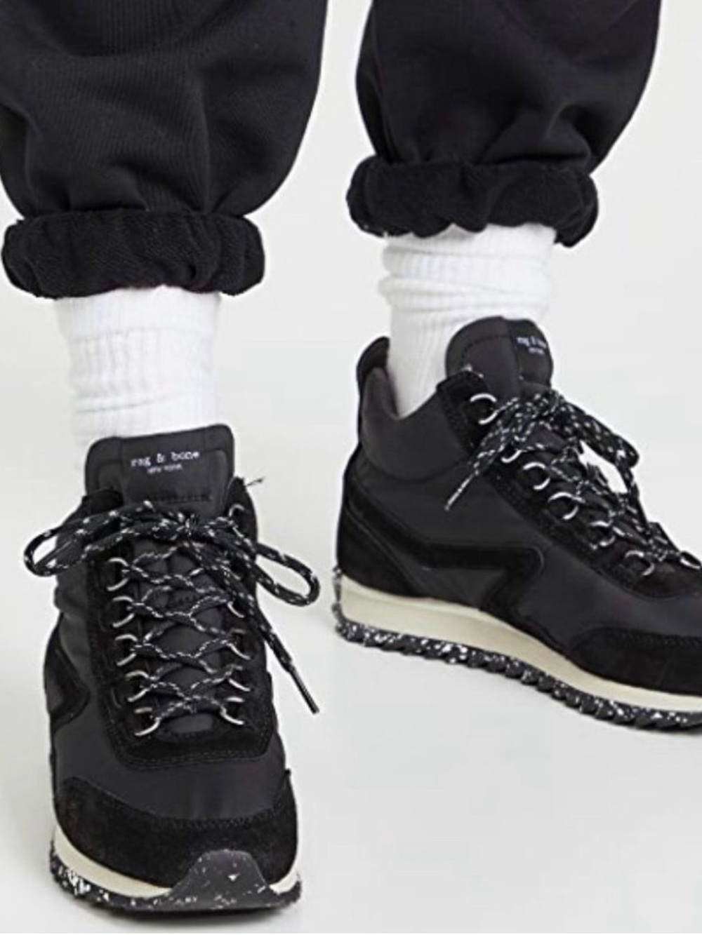 Women’s Rag & Bone Black Retro Hiker Sneaker Leather Trim Approx Size 8.5-9